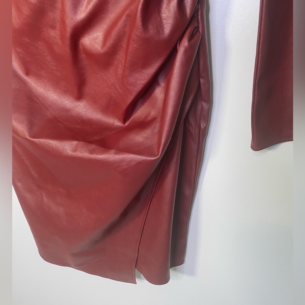 #248 NY&Co Gabrielle Union Leatherette Ruched Dress size S NWT - Picture 6 of 13